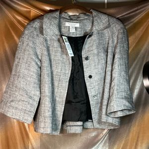 Emanuel ungaro petites. 6p waist swing 100% linen‎ plaid grey. 40” chest